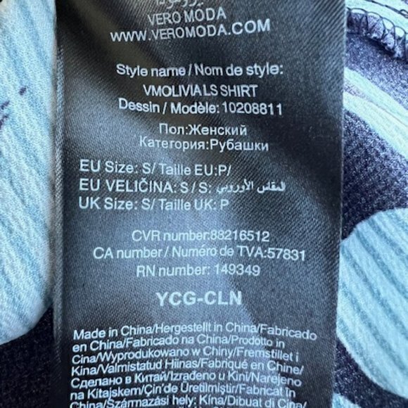 SALE!! 2 for $15 Vero Moda Floral Long Sleeve Top Small Pin Stripe Blue - Picture 10 of 11